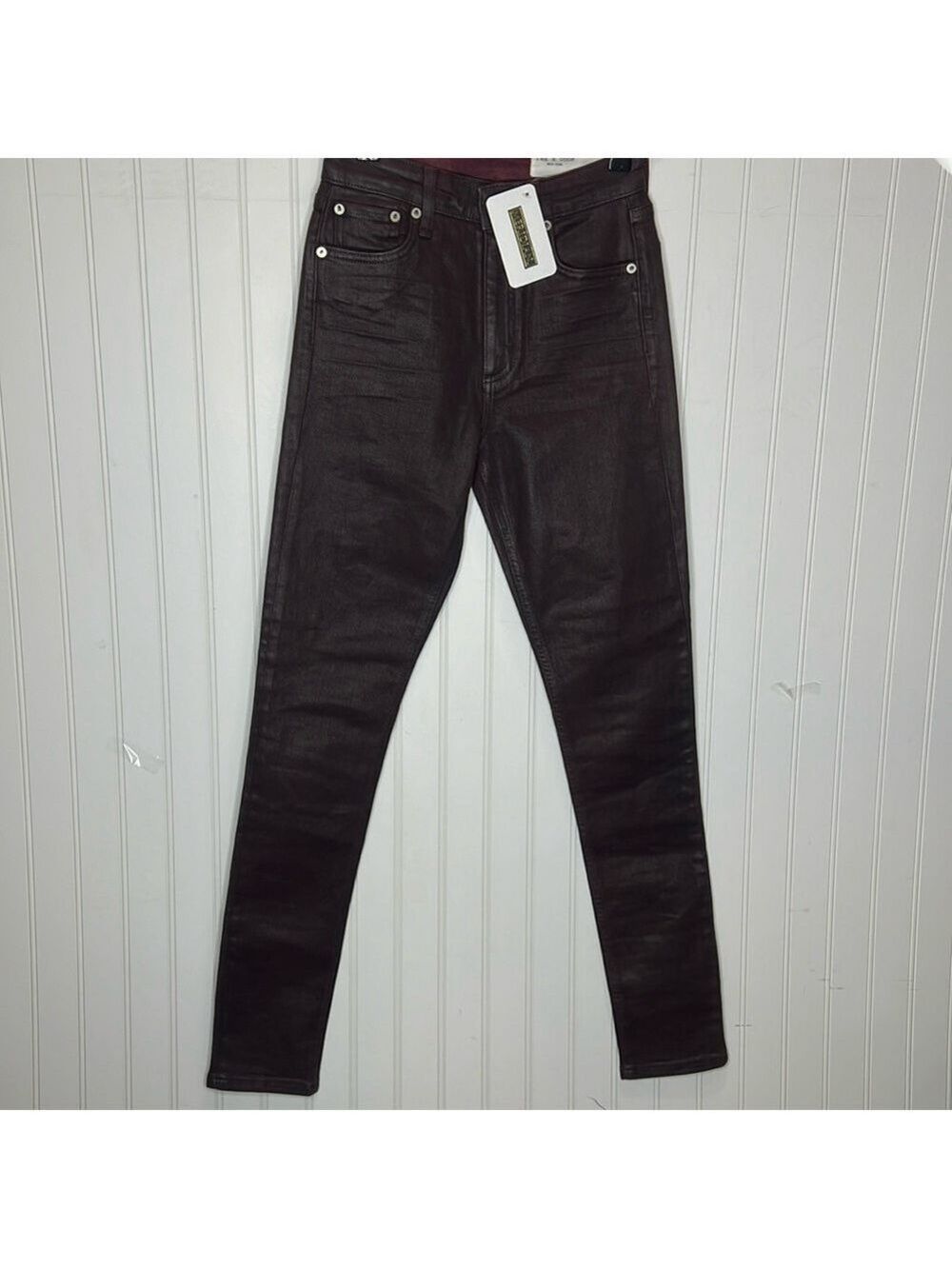 Rag & Bone Nina High Rise Skinny in Coated Plum Size 24 NWT